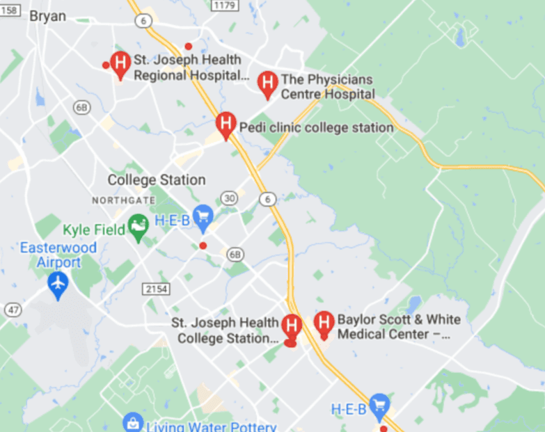 Seguros médicos en College Station Hospitales