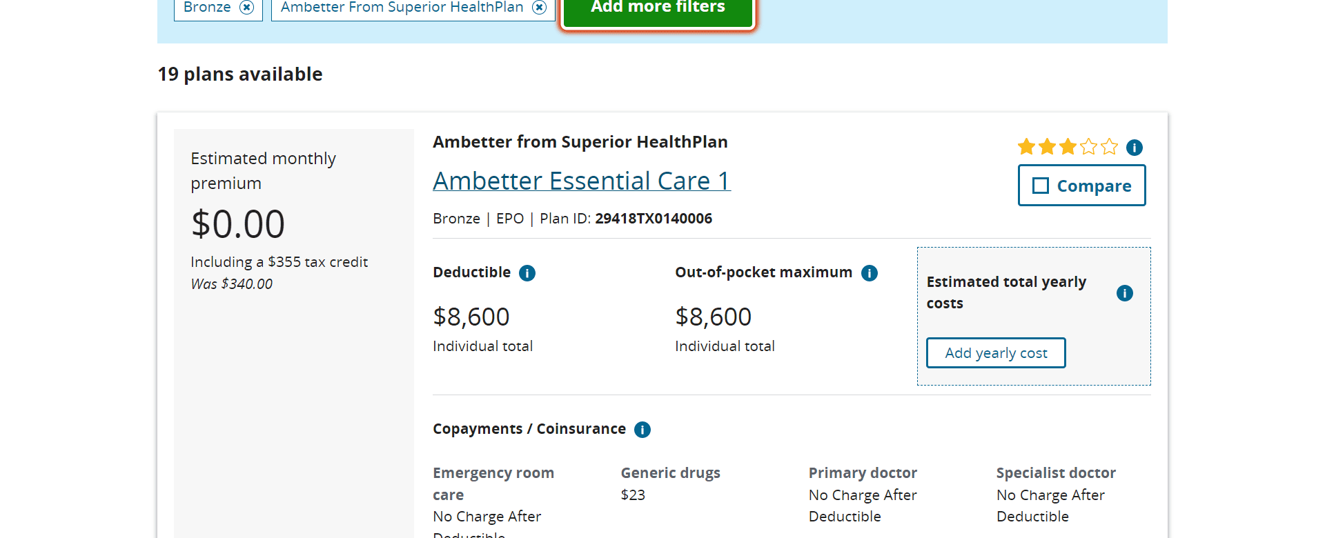 seguros medicos en el paso ambetter